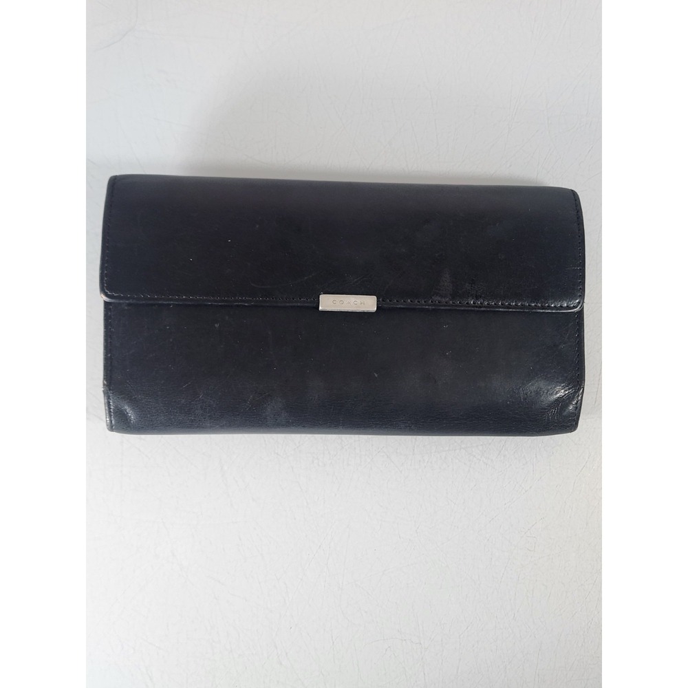 Coach Vintage Lexington Smooth Black Leather Clutch Wallet